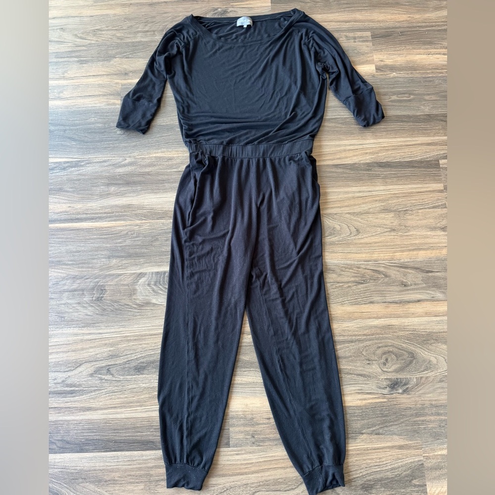 Anthropologie Michael Stars Black Long Sleeve Round Neck Jumpsuit M